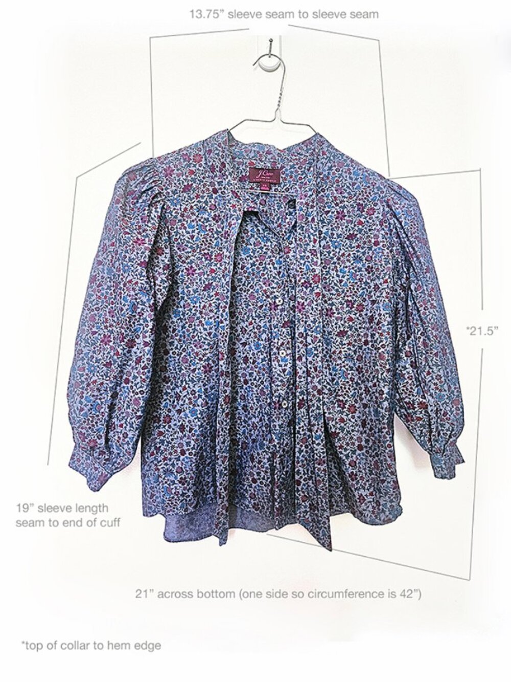 J.Crew x Liberty London Tie-Neck Blouse in "Colombo Chambray" Size XS - Picture 7 of 10